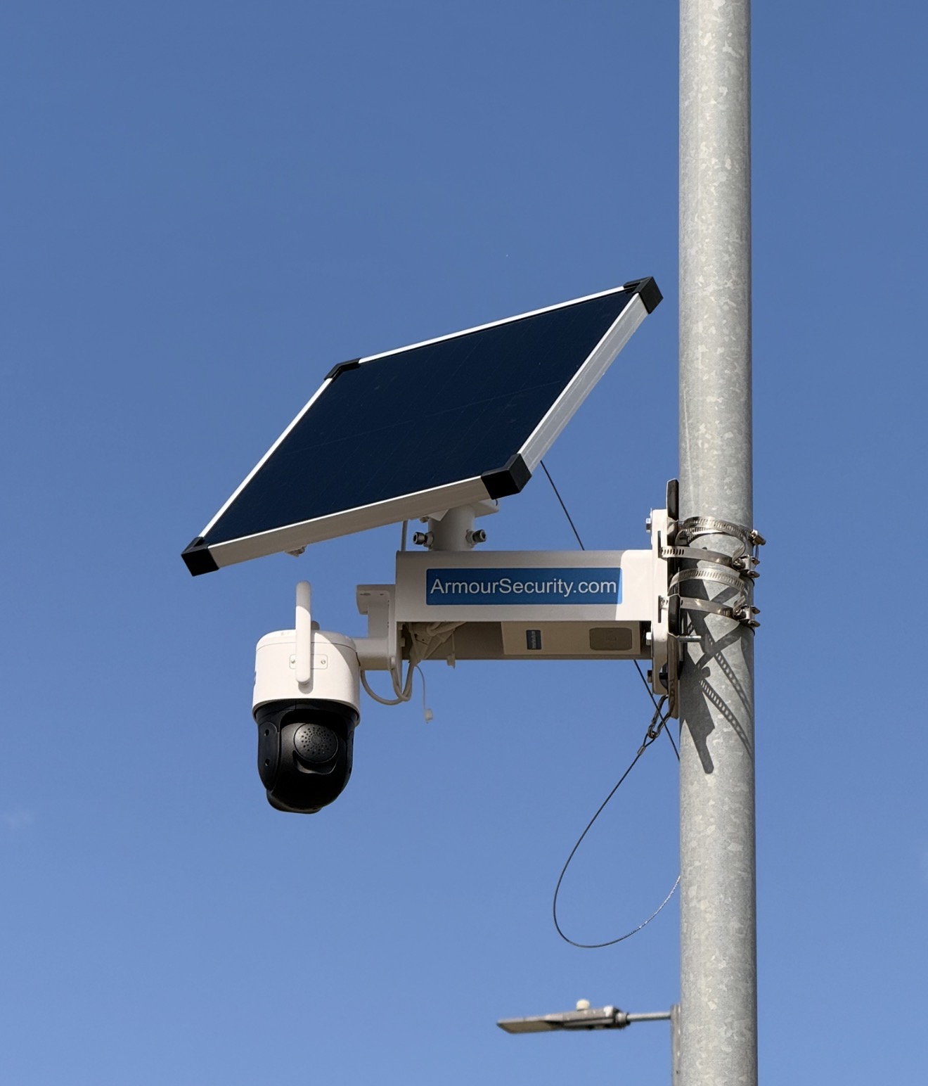 SmartGuard IntruderTrack solar CCTV camera mounted on pole